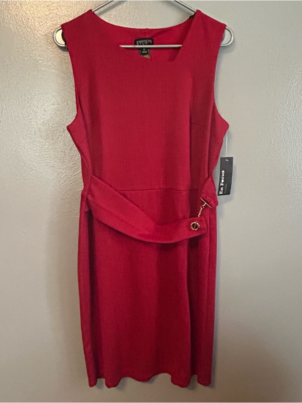 Enfocus Studio Red Sleeveless Sheath Dress with Belt